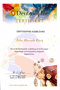 dentosophie ausbildung zertifikat posturologie und osteopathie arlen manuela könig bei dr. silke waggershauser mit wasserzeichen