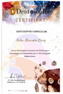 dentosophie curriculum zertifikat 2 durchlauf arlen manuela könig bei dr. silke waggershauser mit wasserzeichen