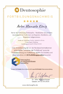fortbildungsnachweis arlen manuela könig bei dr. silke waggershauser mit wasserzeichen